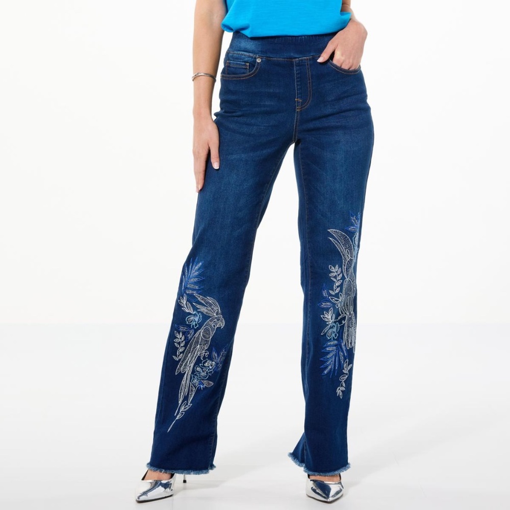 DIANE GILMAN EMBROIDED pull on JEANS